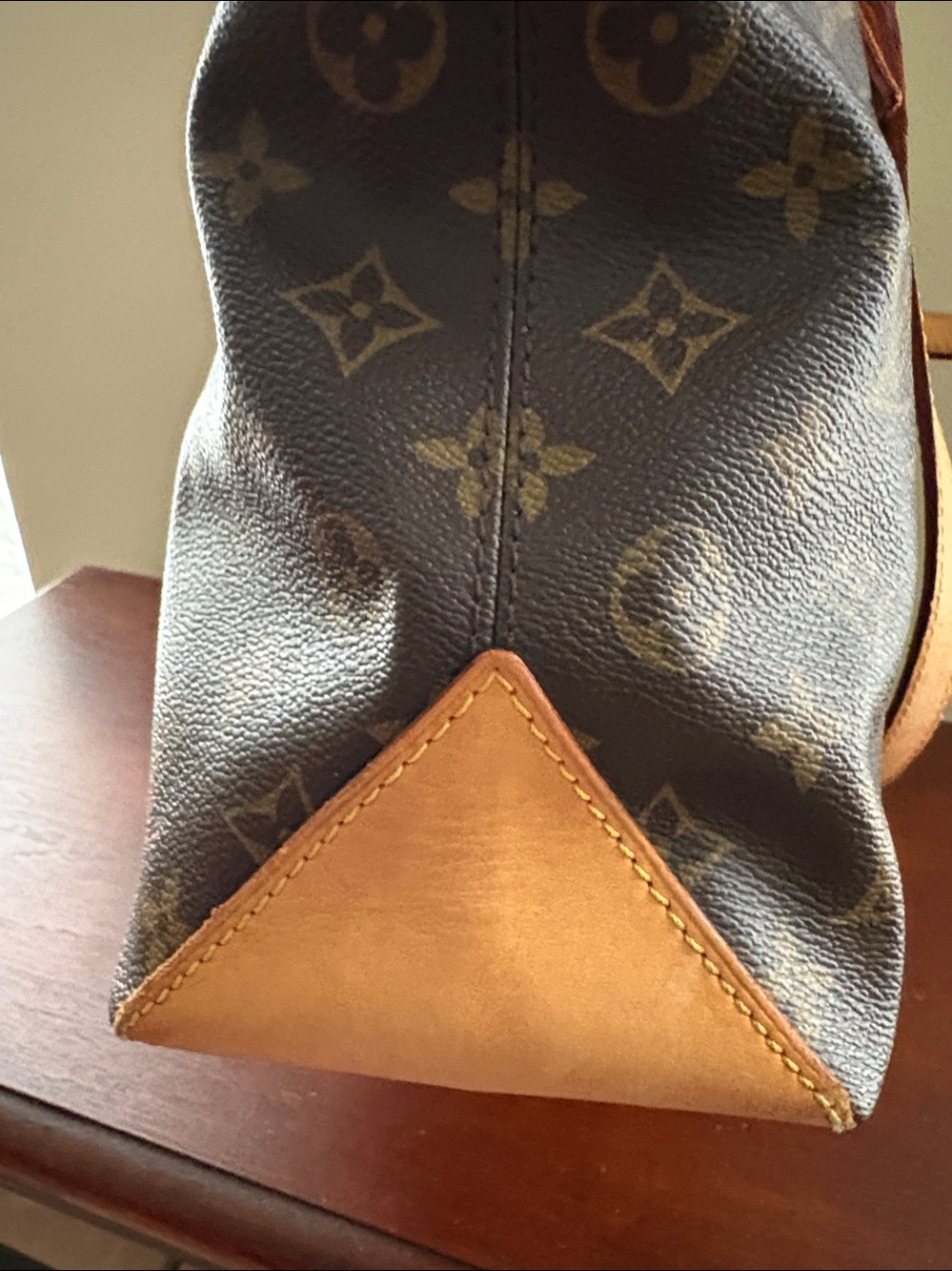 Louis Vuitton Monogram Cabas Piano Canvas Shoulder Bag in Brown with Tan Straps - Picture 9 of 12